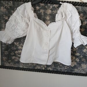 Vintsge White Puff Sleeve Blouse